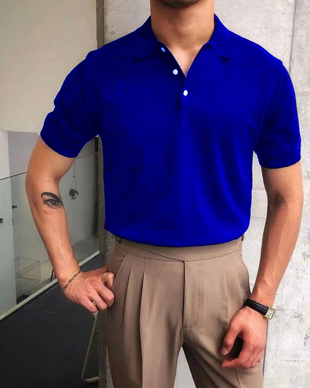 Men's nano Premium fine knit polo shirt with open shirt collar and subtle button placket Mune Fashion