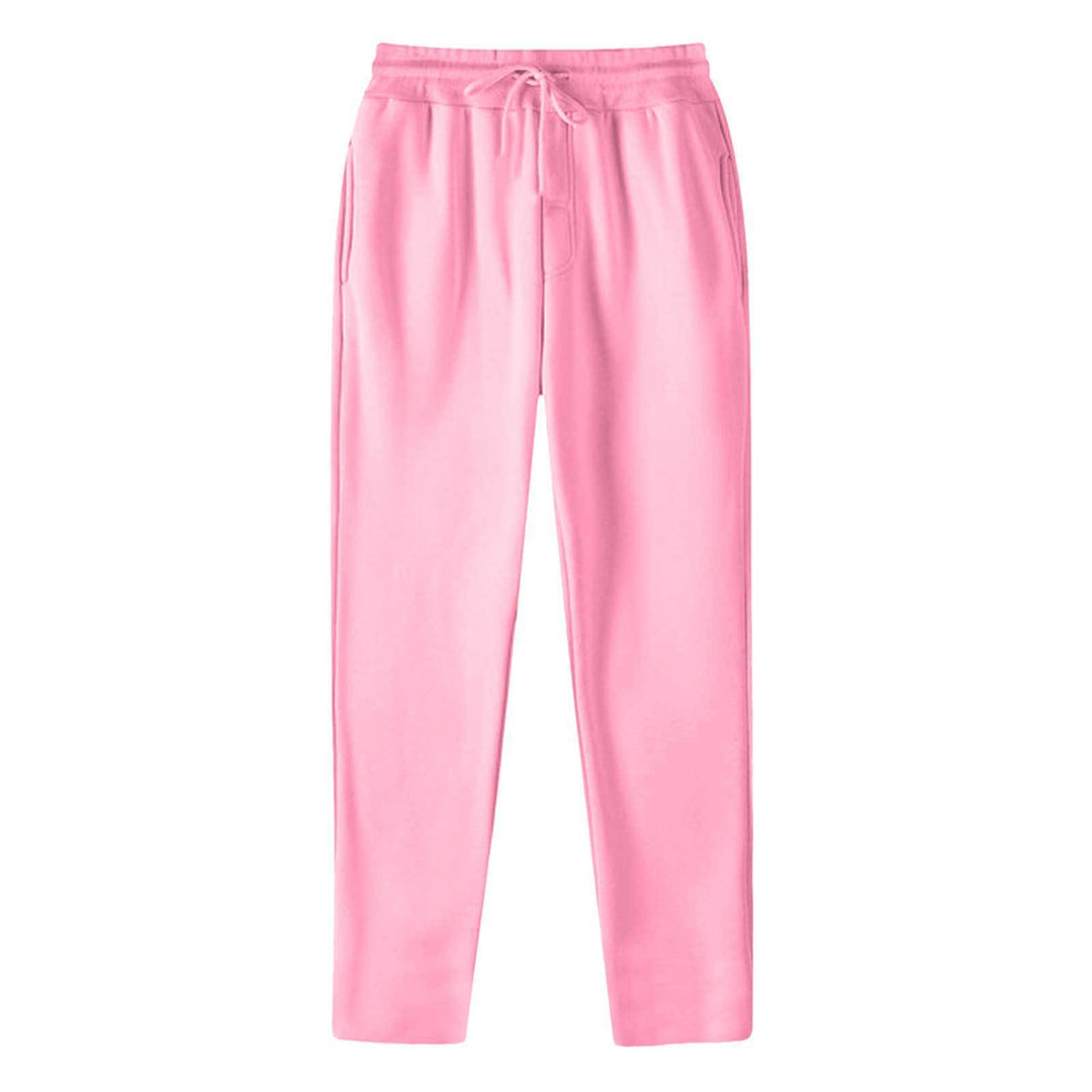 Men's straight-cut sweatpants made of mottled cotton blend with elastic waistband, drawstring, and side pockets Mune Fashion