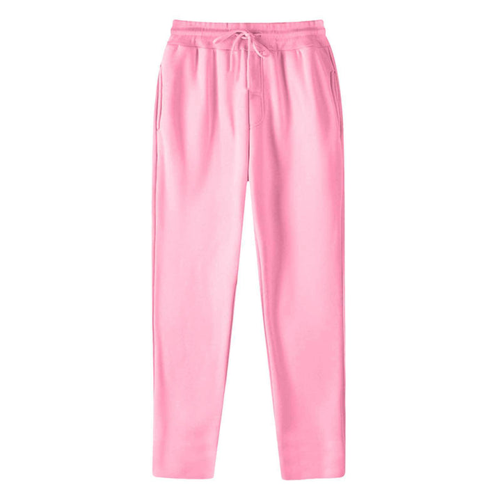 Men's straight-cut sweatpants made of mottled cotton blend with elastic waistband, drawstring, and side pockets Mune Fashion