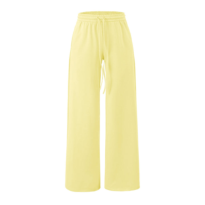 Women's Wide Lounge Pants with High Elastic Waistband and Drawstring Mune Fashion