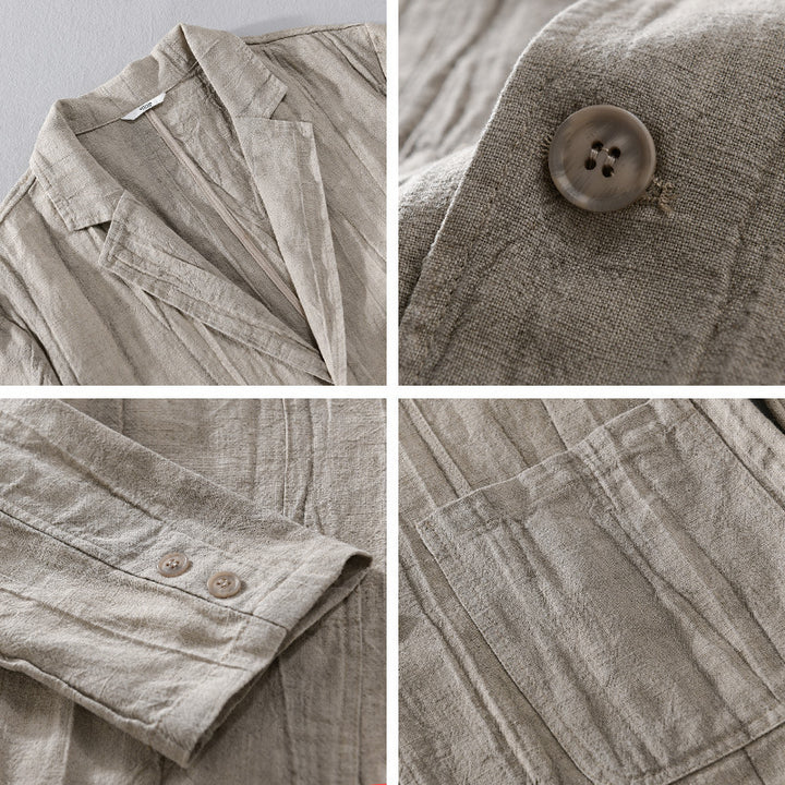 Men's casual linen blazer with textured look and patched pockets Mune Fashion