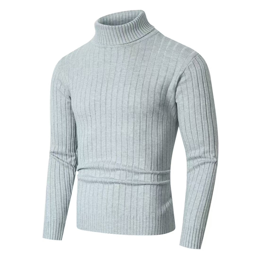 Men's fitted turtleneck sweater in ribbed fine knit Mune Fashion