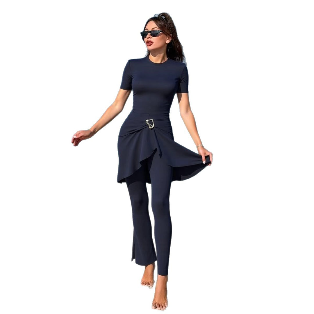 Women's elegant swimsuit with asymmetric skirt and body-hugging design Mune Fashion