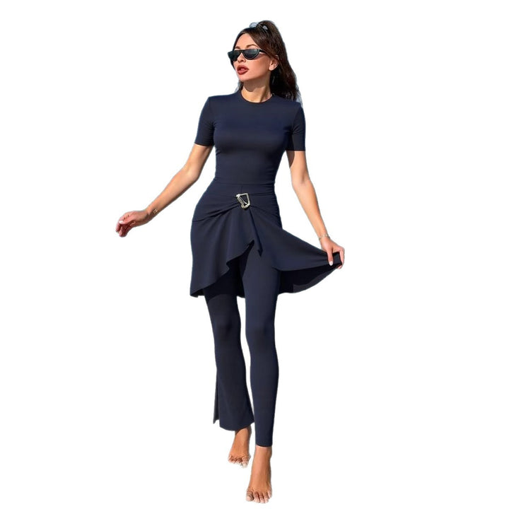 Women's elegant swimsuit with asymmetric skirt and body-hugging design Mune Fashion