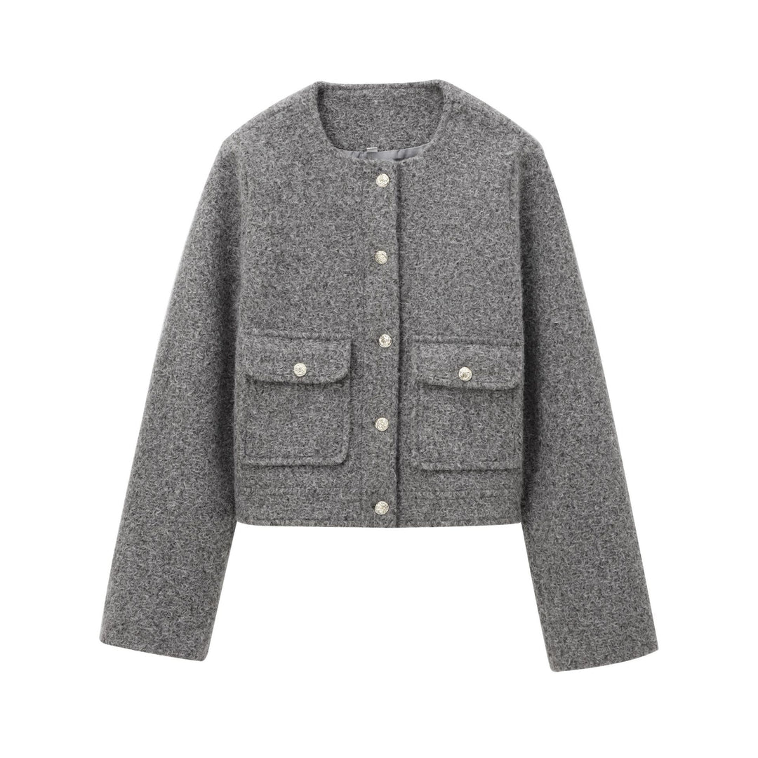 Women's structured short jacket in bouclé look with patch pockets Mune Fashion