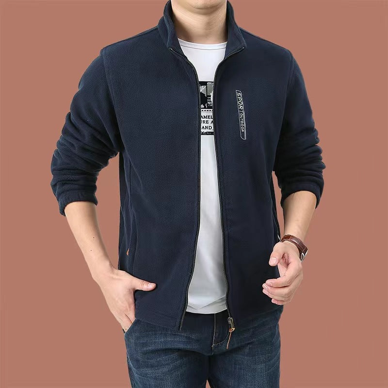 Men's fleece jacket with full zip, stand-up collar and side pockets Mune Fashion
