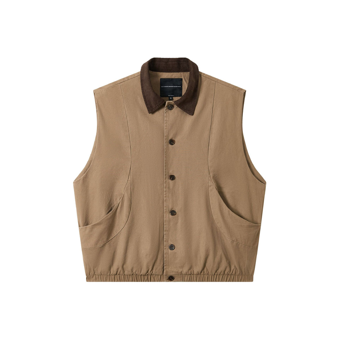 Men's Utilitarian Vest with Cord Collar and Generous Pockets Mune Fashion