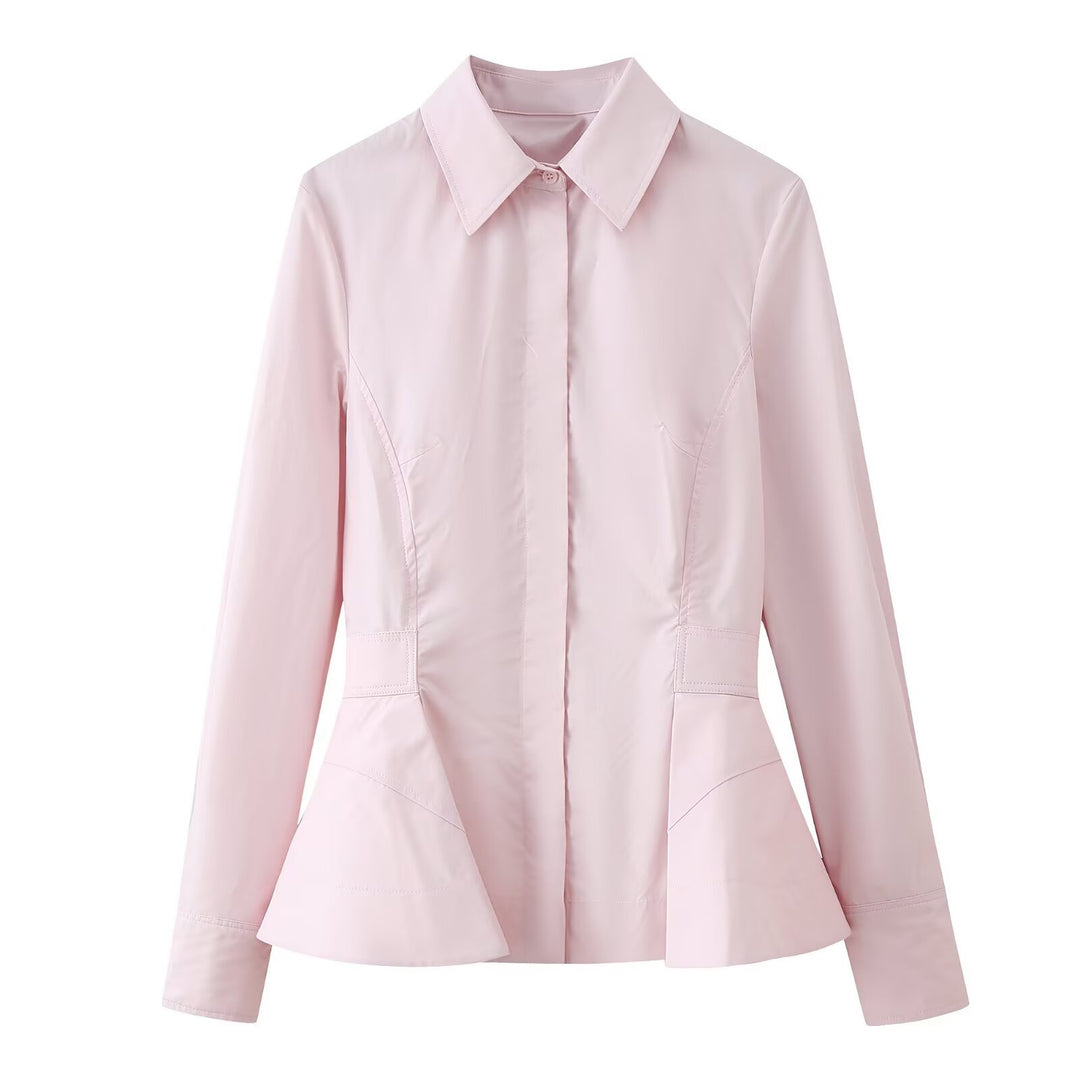 Women Tailored Short Blazer in Peplum Cut with Shirt Collar Mune Fashion