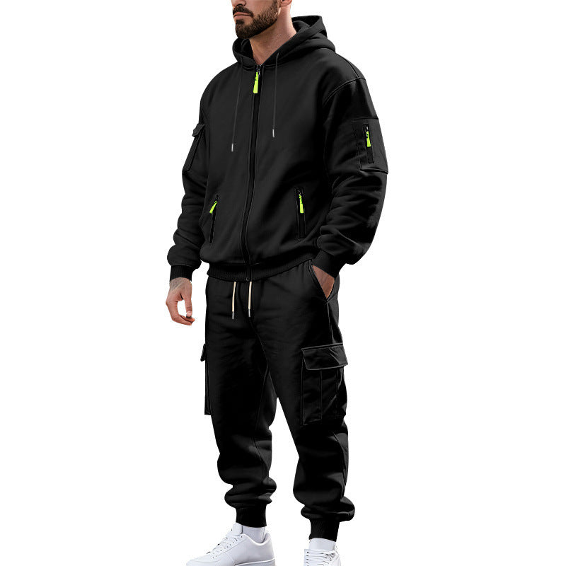 Men's nano urban functional cargo sweat set with hoodie, zippered pockets, and tapered cargo jogger Mune Fashion