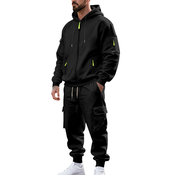 Men's nano urban functional cargo sweat set with hoodie, zippered pockets, and tapered cargo jogger Mune Fashion