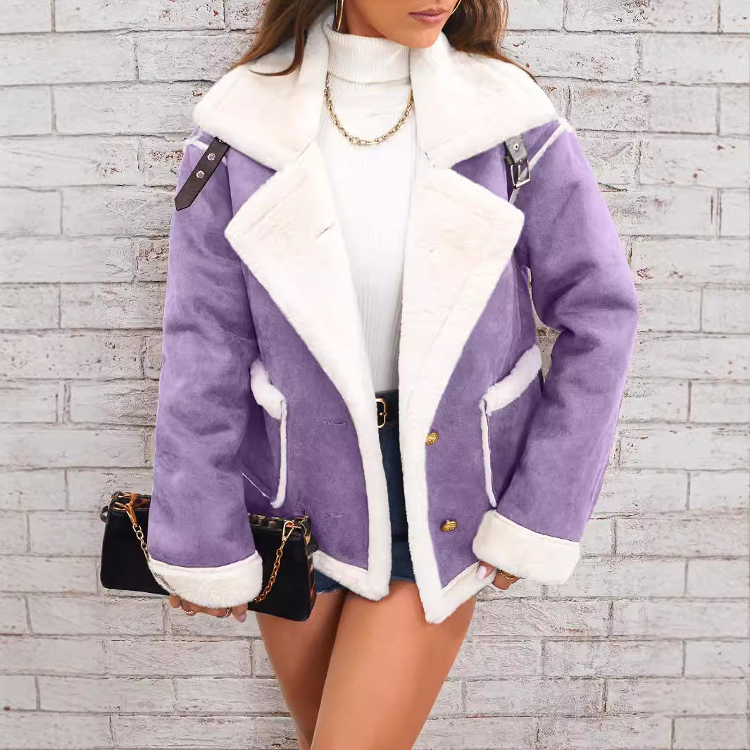 Ladies short-cut lambskin look pilot jacket Mune Fashion