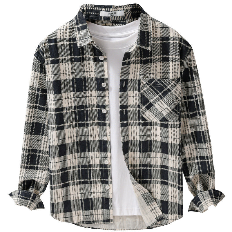 Men's Rustic Check Over Shirt made of soft cotton flannel with a patch chest pocket Mune Fashion
