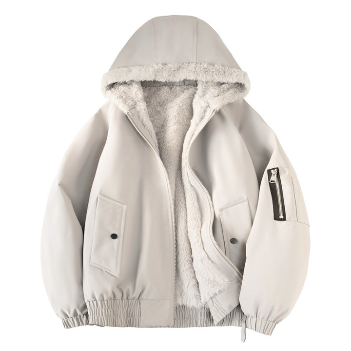 Men's hooded bomber jacket with teddy lining, water-repellent outer shell and utility pockets Mune Fashion
