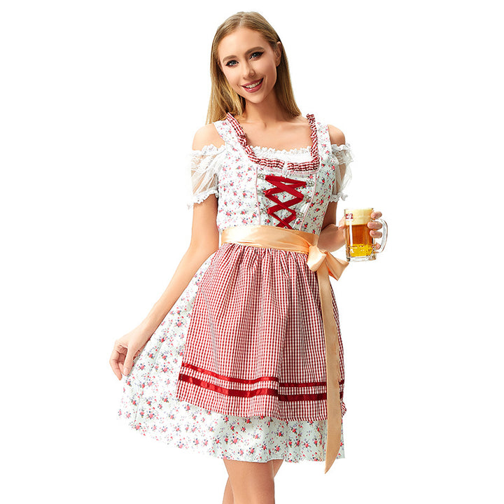 Ladies' blouse dress in traditional style with decorative corset ribbon and gathered apron Mune Fashion
