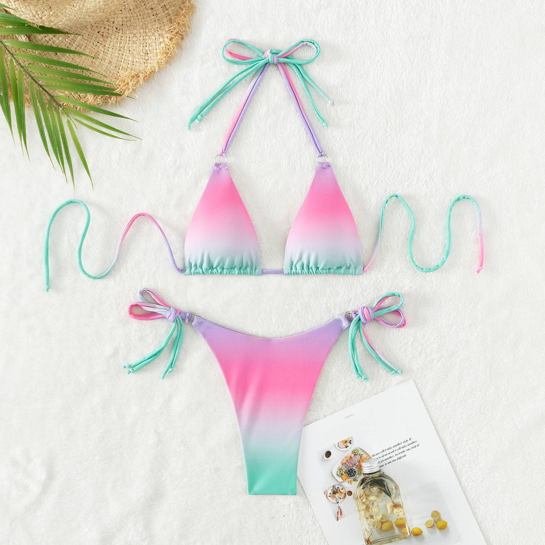 Women's triangle bikini with customizable tying system and trendy gradient Mune Fashion