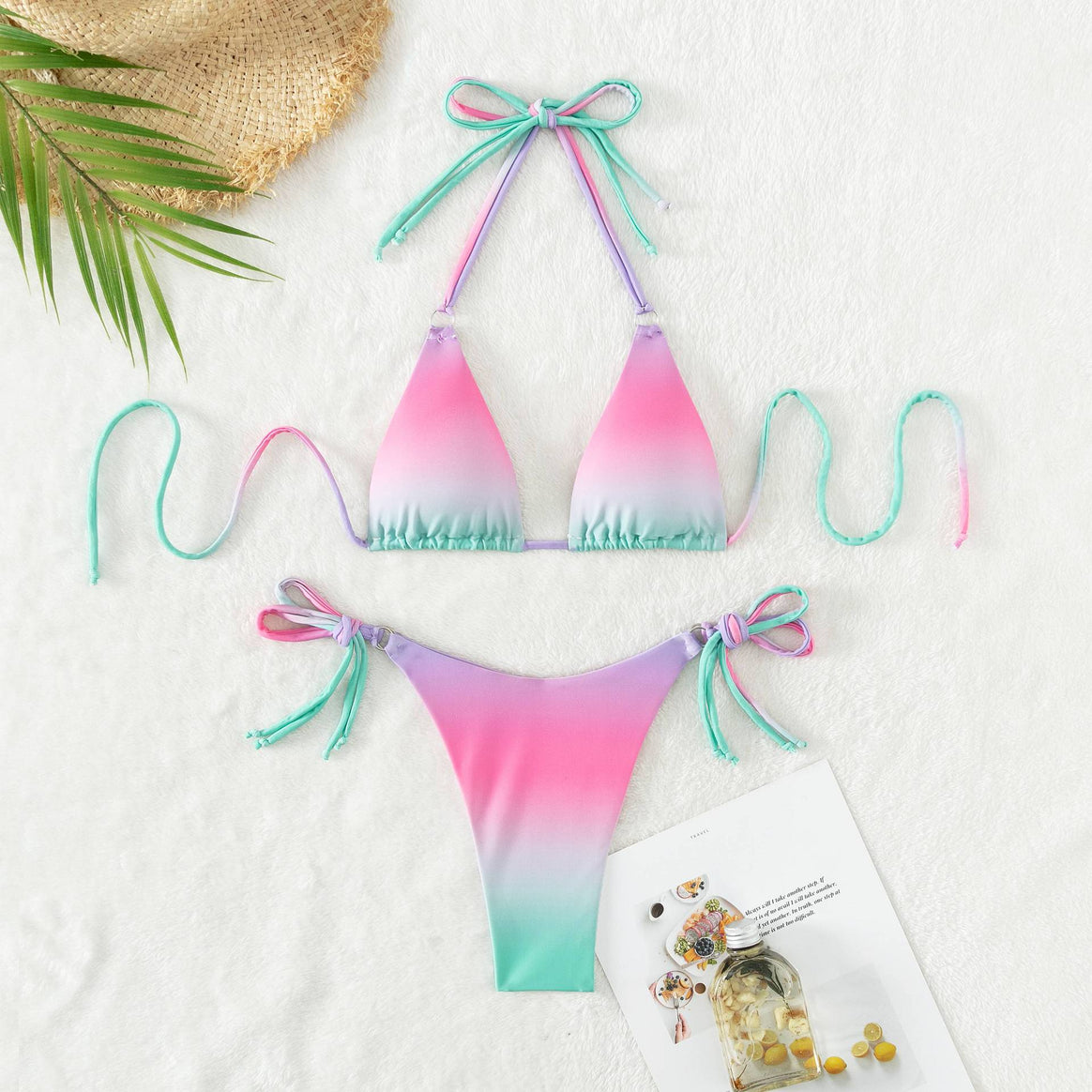 Women's triangle bikini with customizable tying system and trendy gradient Mune Fashion