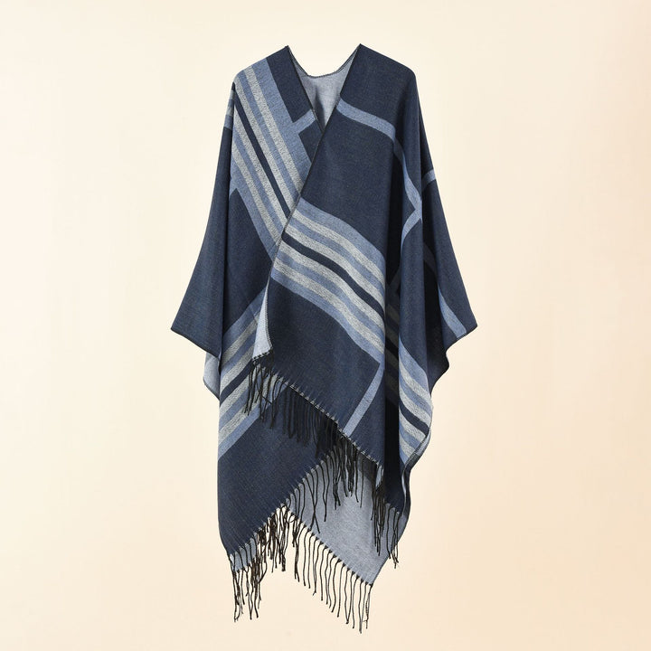 Women's knit poncho in paisley jacquard with open front Mune Fashion