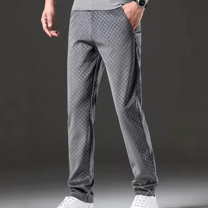 Men's stylish casual trousers with check pattern