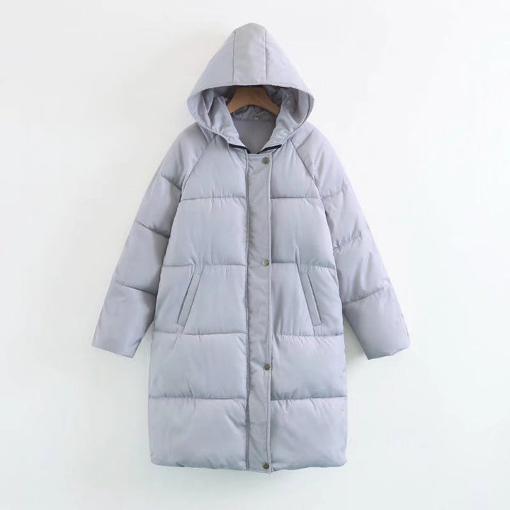 Women Longer quilted hooded coat with padded insulation Mune Fashion