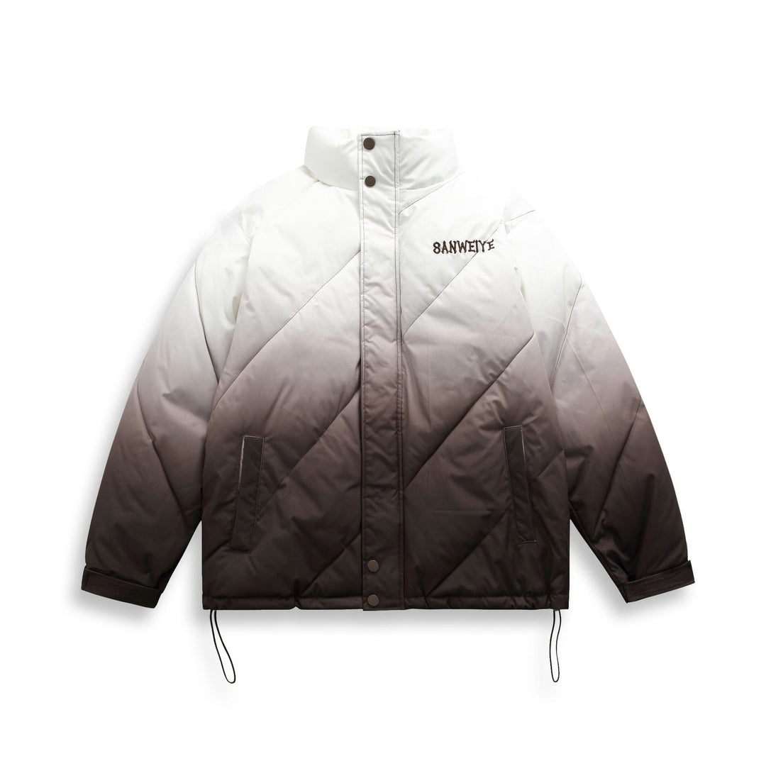 Unisex Short Cut Padded Jacket with Ombre Gradient and Diagonally Quilted Structure Mune Fashion