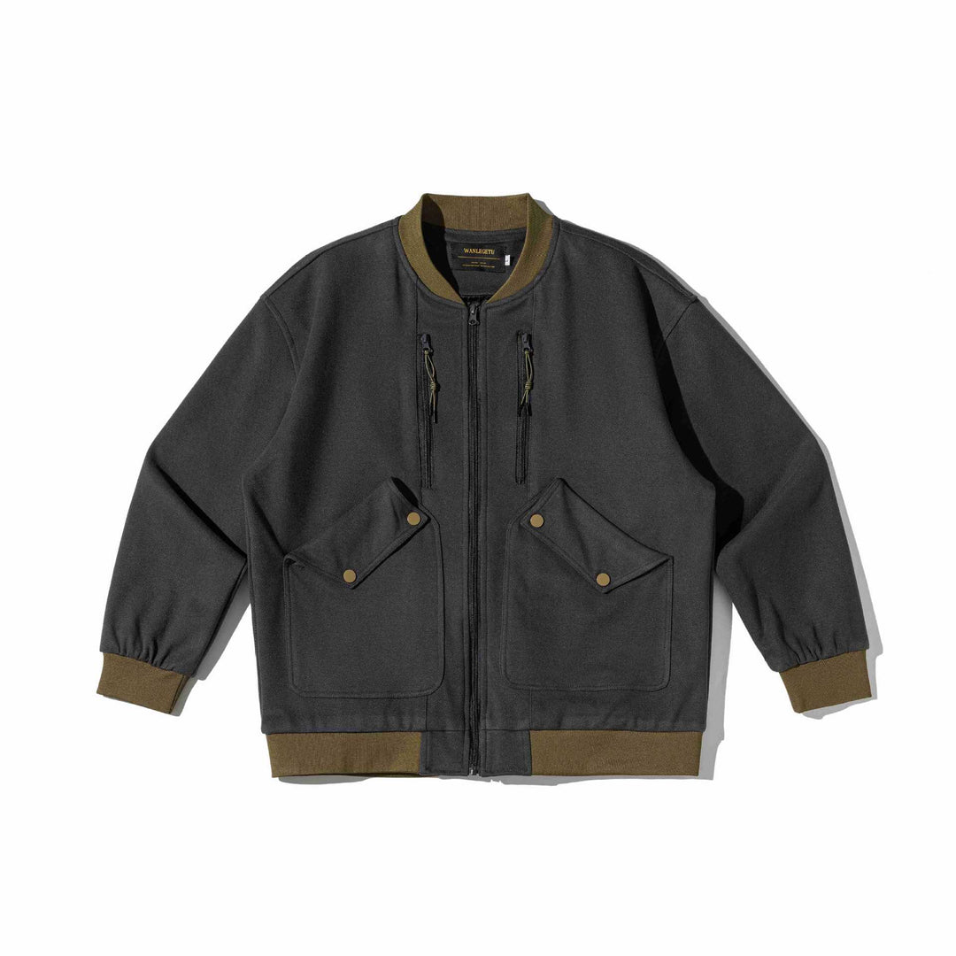 Men's short-cut utility bomber jacket with flap pockets and double chest zip Mune Fashion