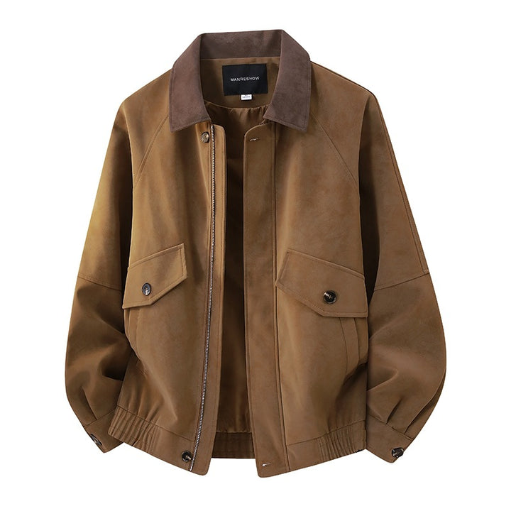 Men's short jacket in vintage worker style made of velor look with flap pockets and elastic hem Mune Fashion