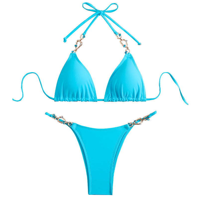 Women's Triangle Bikini with Shimmering Pendants Mune Fashion