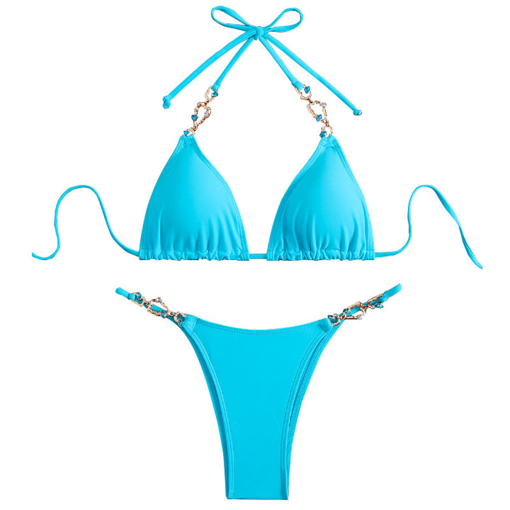 Women's Triangle Bikini with Shimmering Pendants Mune Fashion
