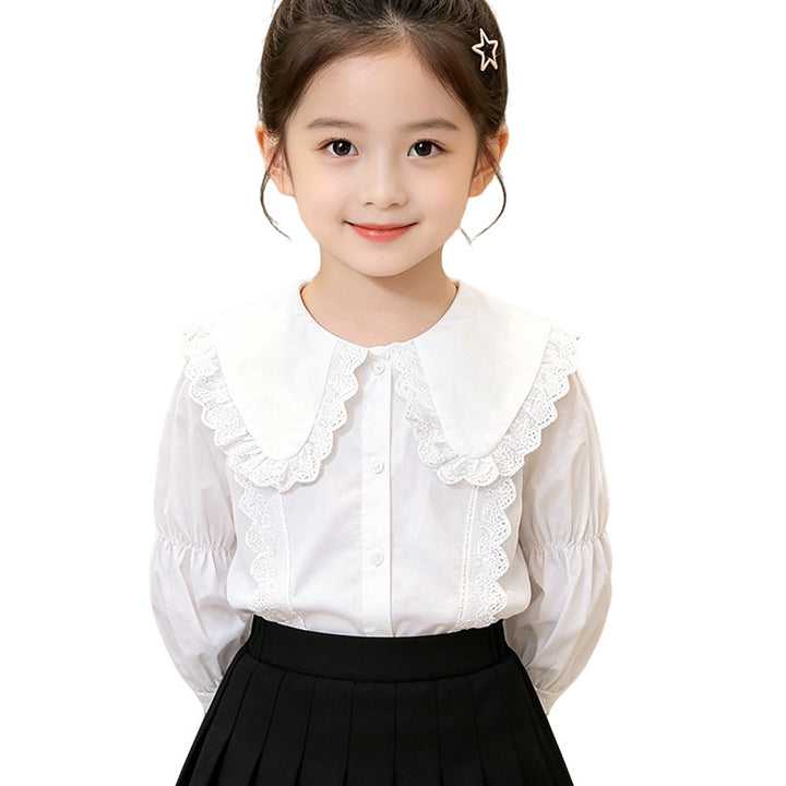 Girls' blouse with large collar and romantic ruffles Mune Fashion