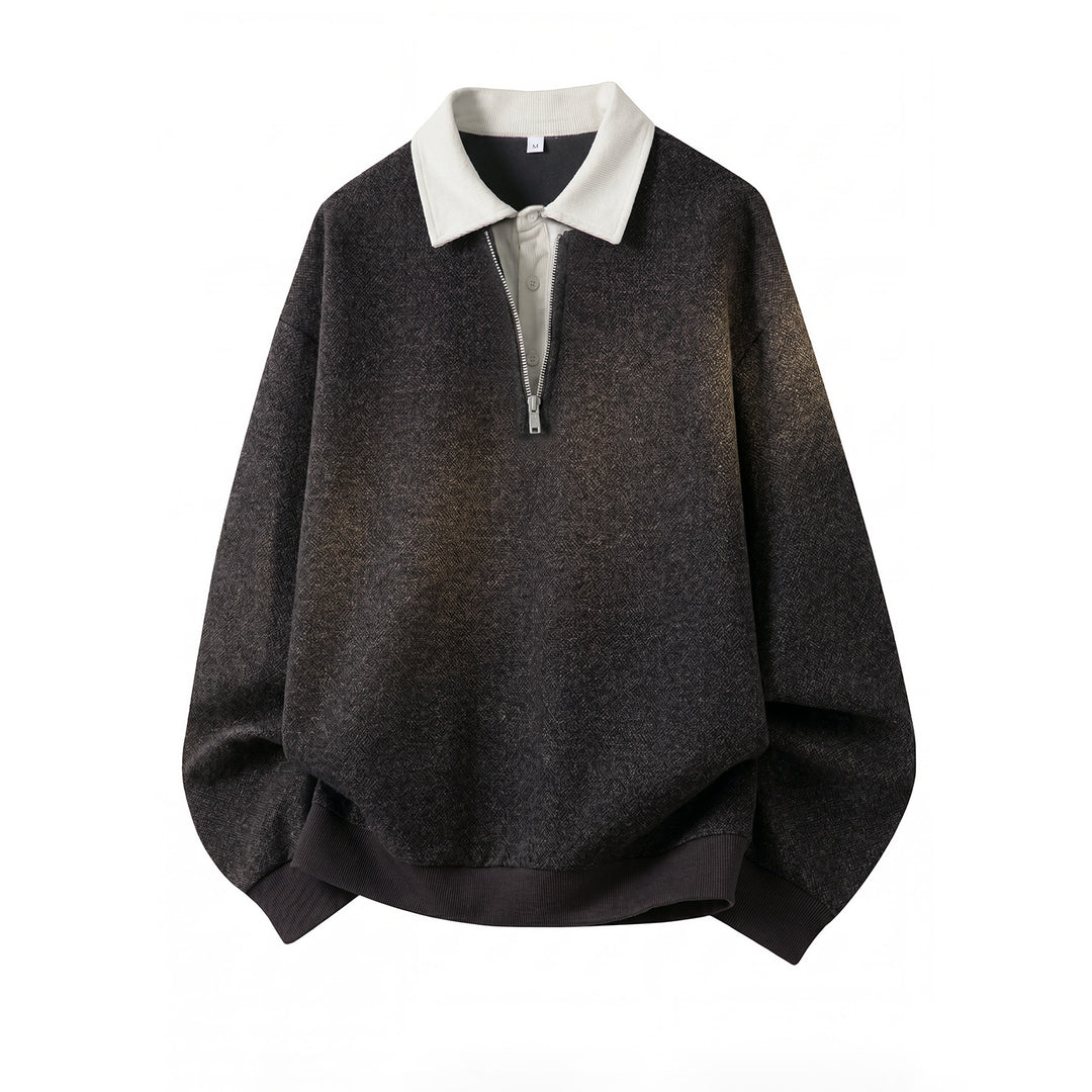 Unisex Oversize Pullover with half zip and contrasting collar Mune Fashion