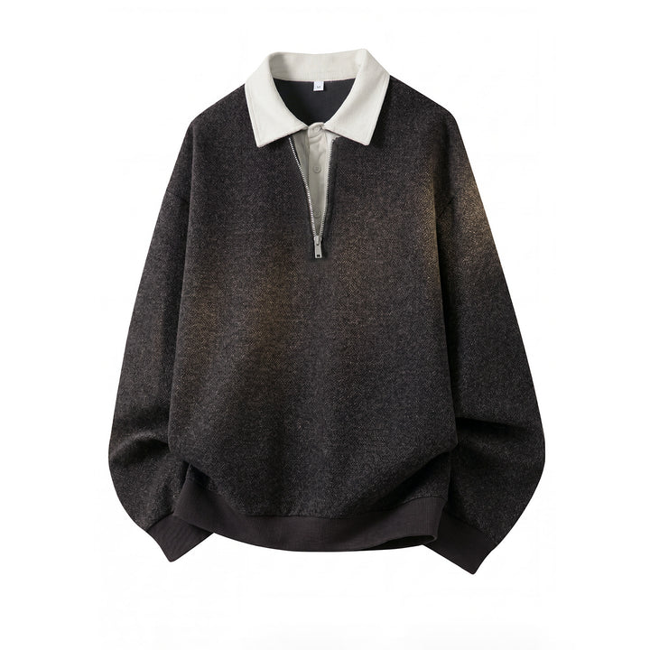 Unisex Oversize Pullover with half zip and contrasting collar Mune Fashion