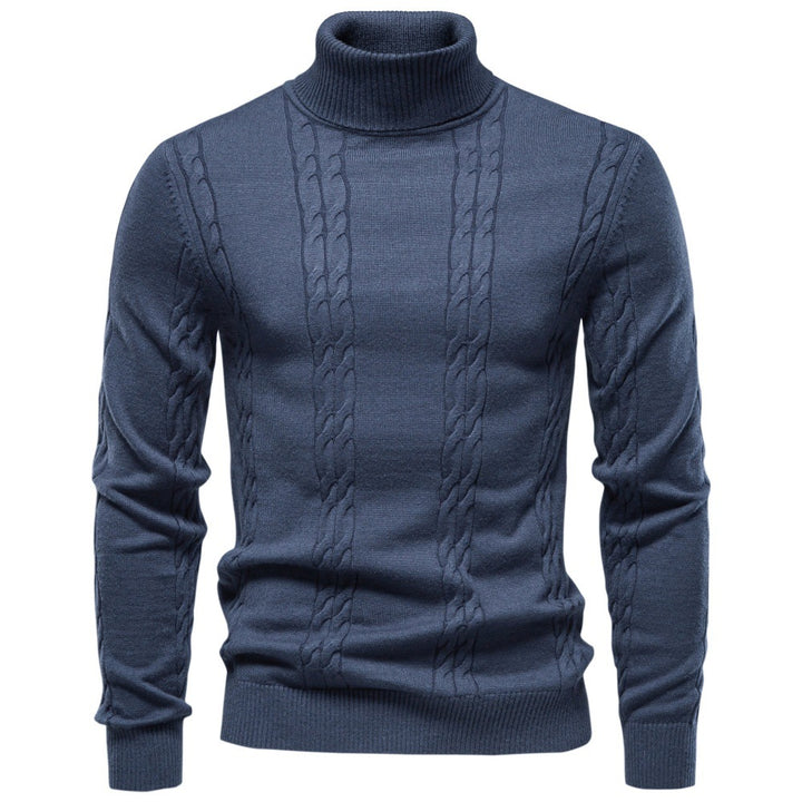 Men's turtleneck sweater with vertical cable pattern and slim fit Mune Fashion