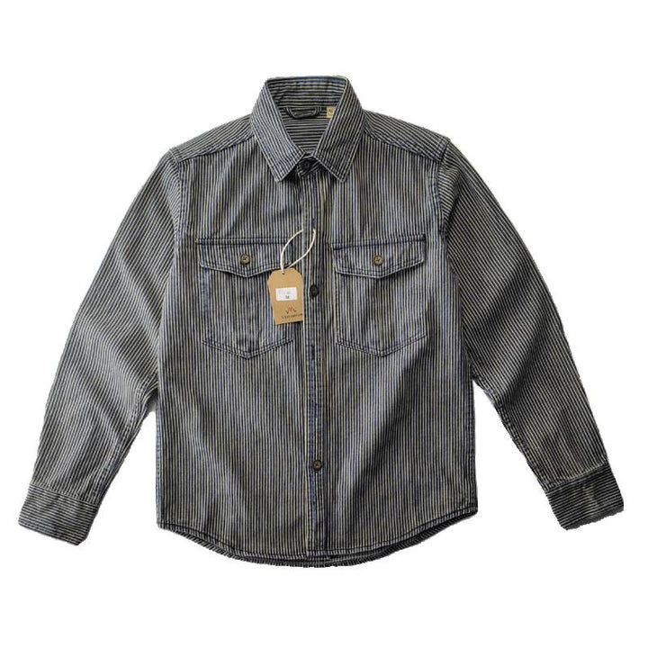 Men's Striped Cotton Shirt Jacket Mune Fashion