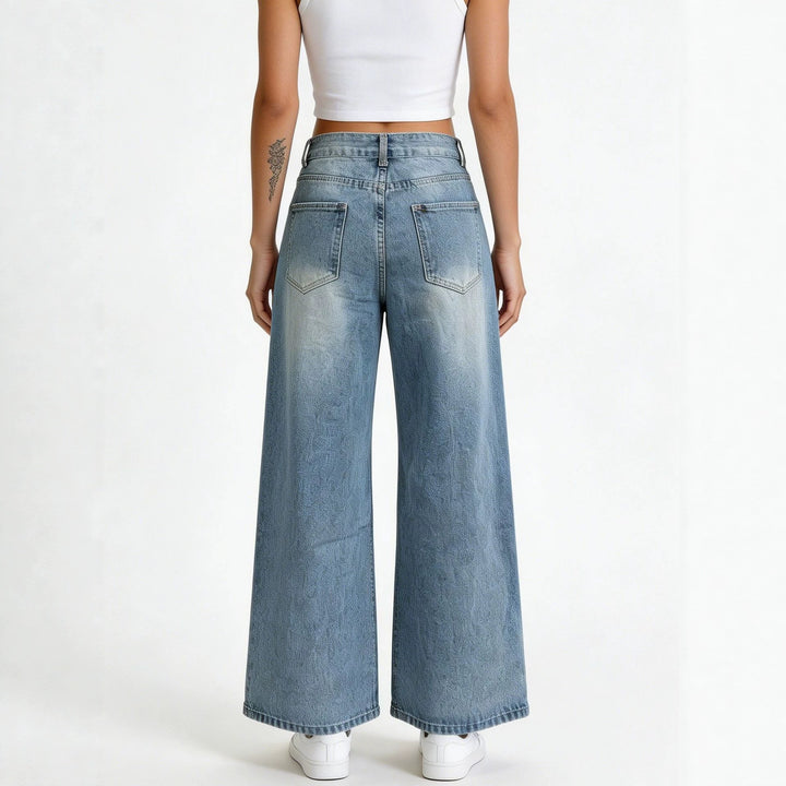 Women's high-waisted Palazzo jeans with extra wide leg and tailored cut Mune Fashion