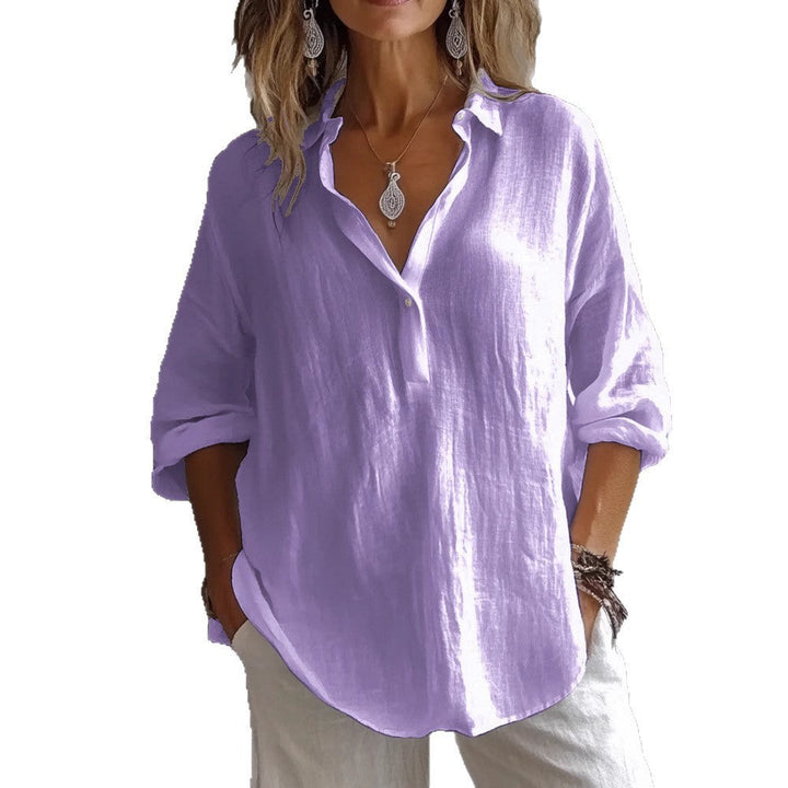 Women Lightweight Linen Blouse Mune Fashion