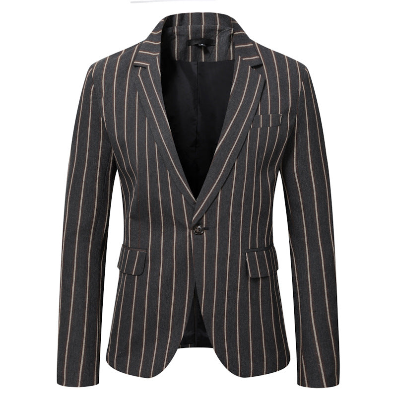Men's Fitted Checkered Blazer with One-Button Closure and Windowpane Pattern Mune Fashion