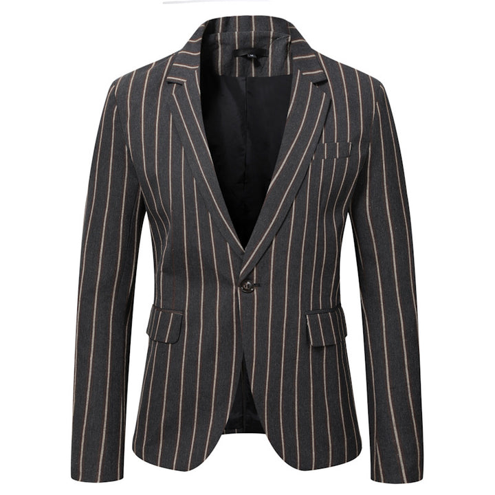 Men's Fitted Checkered Blazer with One-Button Closure and Windowpane Pattern Mune Fashion