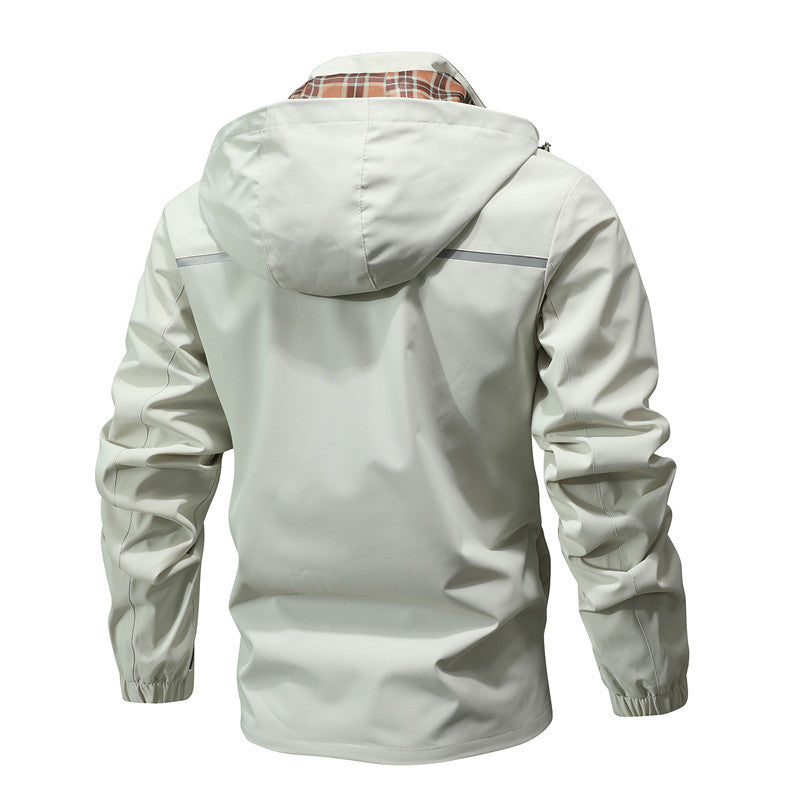 Men's outdoor field parka with water-repellent outer shell, checkered inner lining, and reflective details Mune Fashion