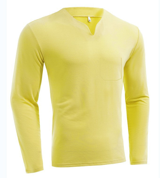 Men's long sleeve shirt with V-neck Slim Fit cotton blend and elastic comfort waistband Mune Fashion