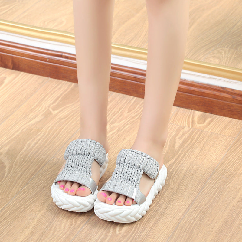 Women braided comfort sandals with padded platform sole Mune Fashion