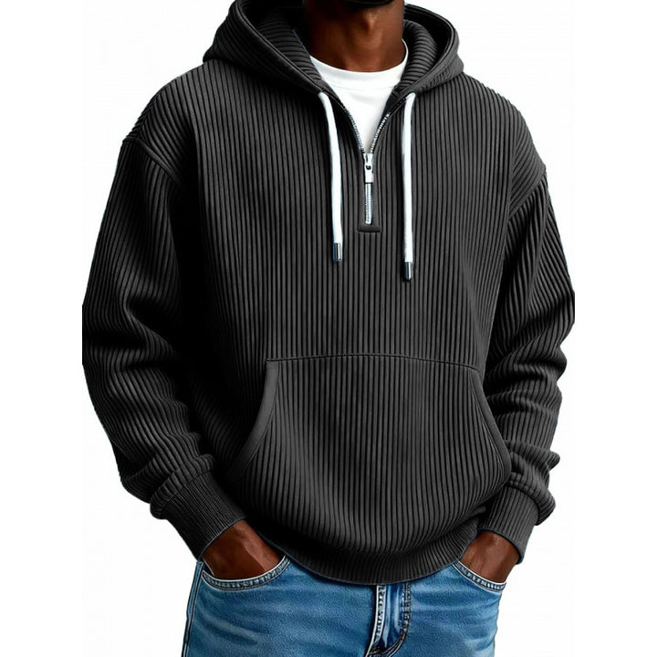 Men's Comfortable Hooded Sweater with High Zipper Mune Fashion