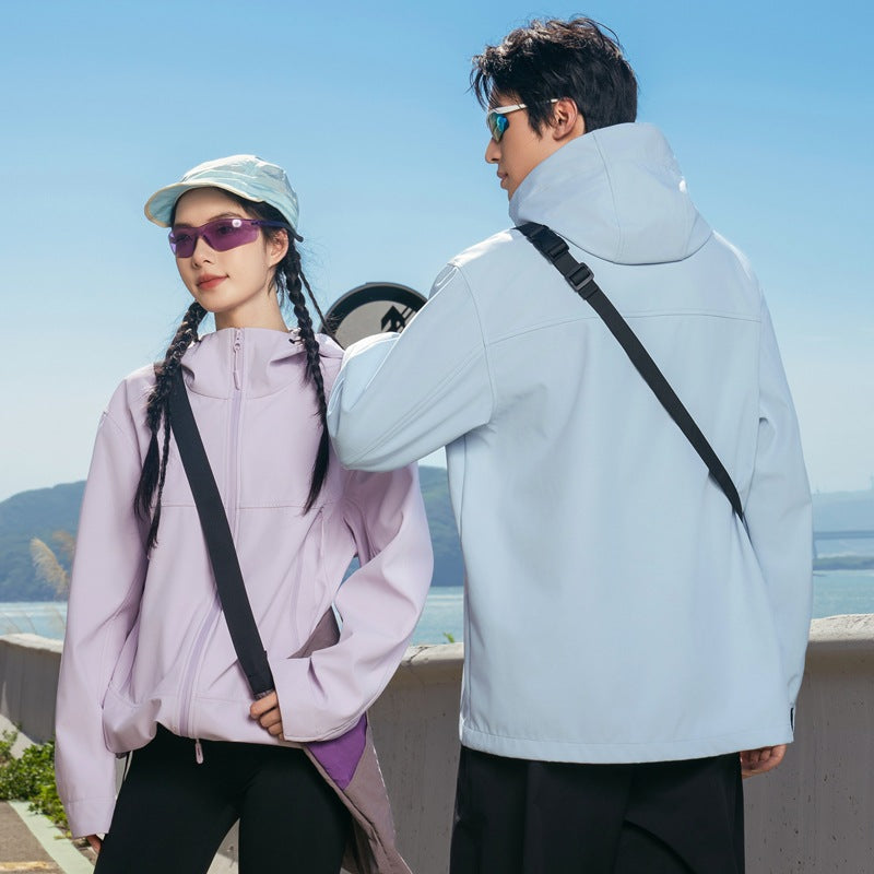Men's Softshell Outdoor Jacket with Hood, Windproof and Water-Repellent Mune Fashion