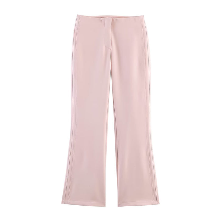 Women High-waisted Flared Trousers with Seam-Emphasized Sides and Stretch Mune Fashion