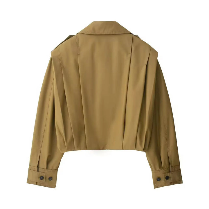Women's cropped short blazer with boxy cut, extended cuffs, and precise darts Mune Fashion