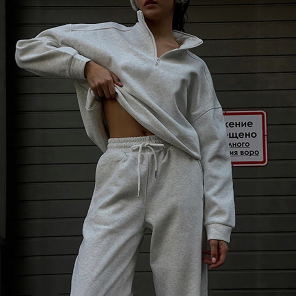 Women's casual sweatpants with high comfort waistband, brushed fleece interior, drawstring, and deep side pockets Mune Fashion