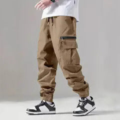 Men's Utility Cargo Jogging Pants with Drawstring, Ankle Cuffs & Zipper Leg Pocket Mune Fashion