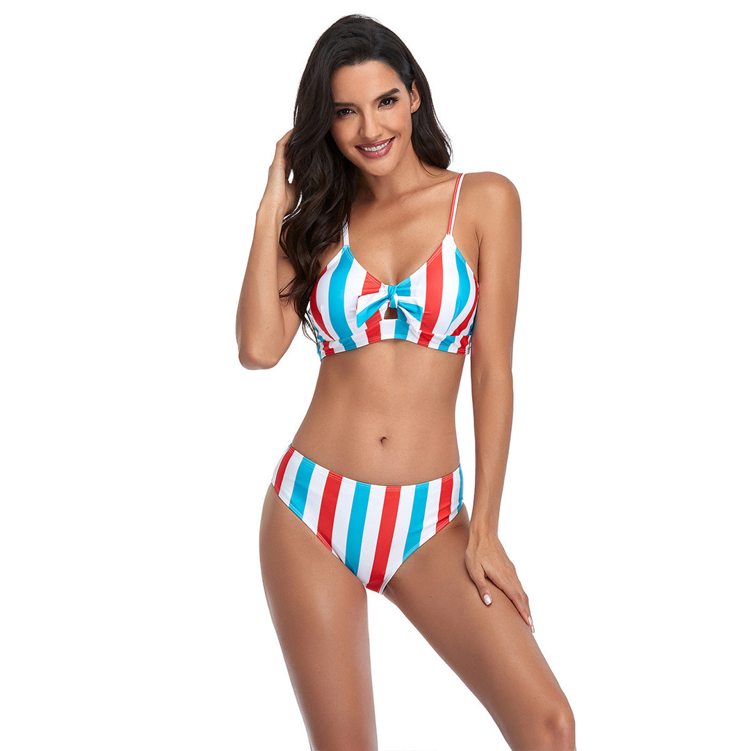 Women Triangle Bikini Set with Playful Knot Design Mune Fashion