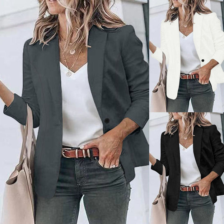 Women's Tailored Blazer with Notched Lapel, Light Shoulder Padding, and One-Button Closure Mune Fashion
