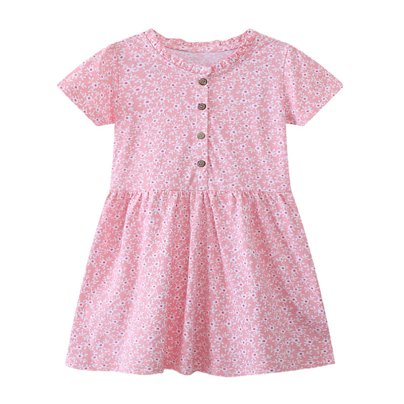 Girls casual dress with floral design and button details Mune Fashion