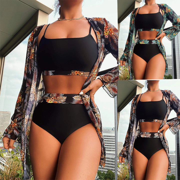 Women's bikini set with high-cut bottom and floral kimono Mune Fashion